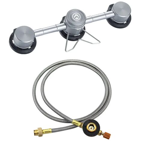 Adaptateur butane 3 en 1 en alliage d'aluminium, convertisseur pour cartouche de gaz et bouteille de butane, idéal pour le camping, la randonnée et les réchauds portables. (1/5)