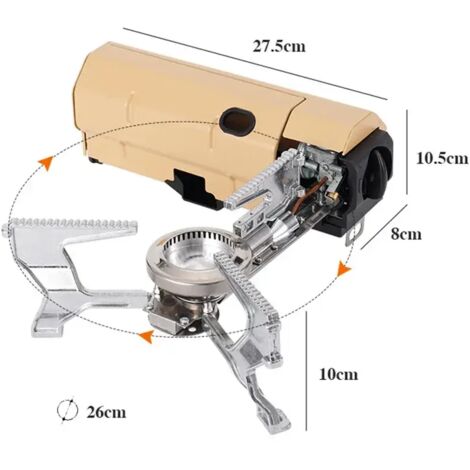 Réchaud à gaz de camping portable et pliable de 2670 W, idéal pour la randonnée, les barbecues et les voyages. Système de chauffage à brûleur à gaz portable. (1/3)