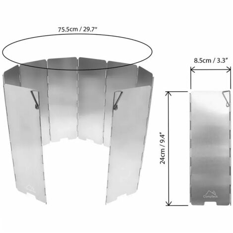 Pare-vent pliable en aluminium pour réchaud de camping à gaz, 10 plaques, avec brûleur intégré. Idéal pour les pique-niques et le camping. (1/5)
