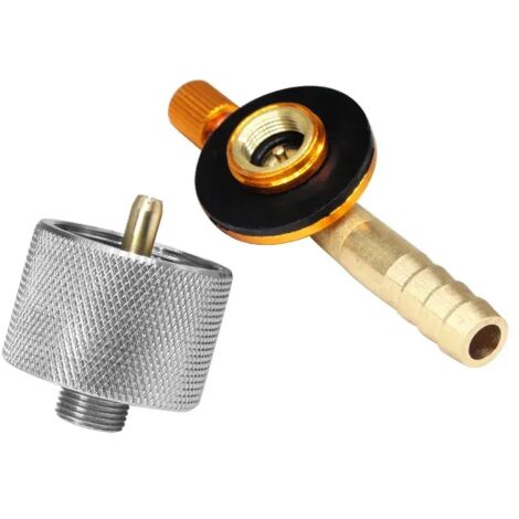 Réchaud à gaz de camping portable en acier inoxydable de 7,8 cm avec adaptateur de valve de charge et de gonflage pour cartouche de gaz. (1/5)