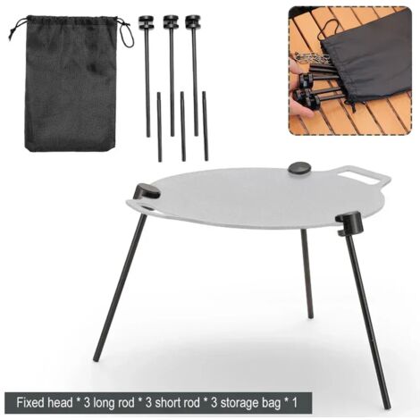 Kit de 10 grils détachables : trépied vertical pour barbecue, plateau de support triangulaire, trépied en alliage d'aluminium, gril de cuisson portable pour extérieur. (1/4)
