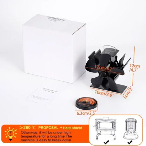 Mini ventilateur de cheminée à 5 pales, alimenté par la chaleur, pour poêle à bois, portable et écologique, silencieux et chaud pour l'hiver, idéal pour la cuisson extérieure. (1/5)