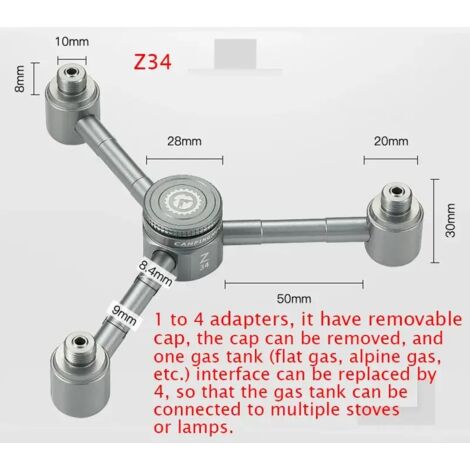 Adaptateur 1 vers 2/3/4 en alliage d'aluminium pour conversion de gaz butane, idéal pour le camping, la randonnée et les réchauds de cuisine portables. (1/5)