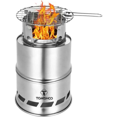 Réchaud à bois portable pliable et coupe-vent, compact, en acier inoxydable, pour le camping et les loisirs de plein air. Idéal pour les barbecues et les touristes. Réchaud de cuisine portable. (1/5)
