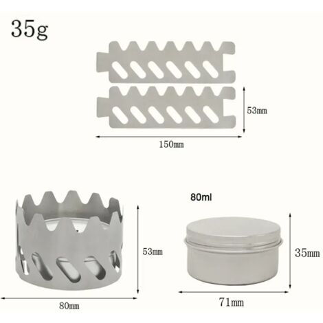 Réchaud à alcool d'extérieur en aluminium avec pare-brise en titane, couvercle de brûleur et mini réchaud à alcool idéal pour la randonnée, les pique-niques et le camping. Réchauds de cuisine portable (1/4)