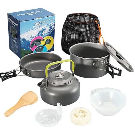 Réchaud à gaz portable de camping, brûleur et ustensiles de cuisine, équipement de camping, haute puissance, pliable, pour les voyages, réchaud de cuisine portable à feu puissant (1/5)