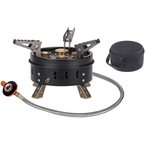 Réchaud à gaz de camping extérieur 11000W, coupe-vent, brûleur à gaz haute puissance à 5 buses, idéal pour la randonnée, les pique-niques et la survie. Réchauds de cuisine portables. (1/5)