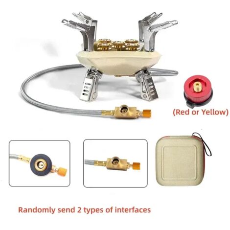 Réchaud à gaz portable et pliable à 5 brûleurs pour le camping et les excursions, idéal pour les barbecues et les grillades. (1/3)