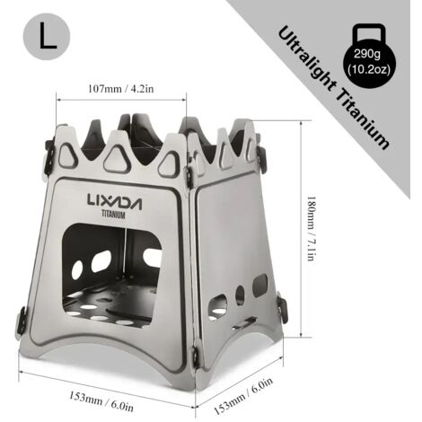 Réchaud à bois de camping compact et pliable en titane avec mini réchaud à alcool, brûleurs pour la cuisine en randonnée et en pique-nique, réchauds de cuisine portables (1/5)