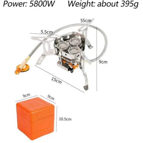Réchaud à gaz TARKA 3 brûleurs pour camping touristique, four pliable de 5800 W pour randonnée, pique-nique et barbecue, équipement de cuisine portable. (1/4)