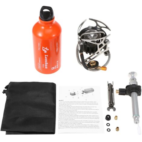 Réchaud à pétrole multi-combustibles pour camping en extérieur avec bouteille de carburant essence de 500 ml compatible avec réchaud diesel/alcool, pompe, embout diesel, sac de rangement, réchauds de (1/5)