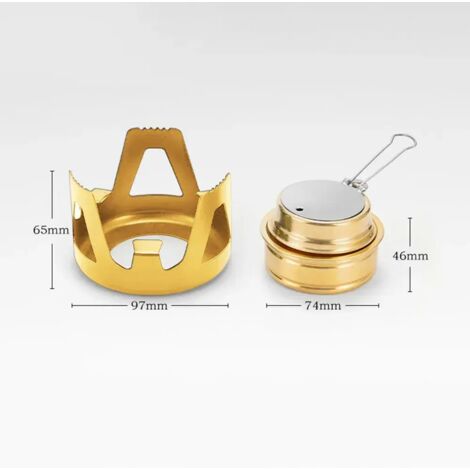Réchaud à gaz de camping robuste et durable, puissance de feu réglable, mini réchaud à alcool portable, support en alliage d'aluminium, idéal pour les pique-niques en plein air. (1/2)