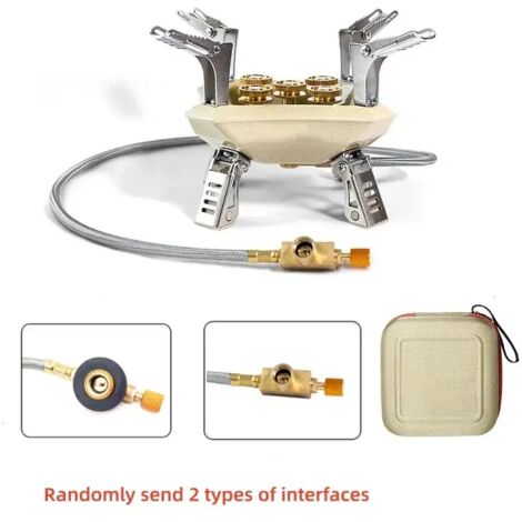 Réchaud à gaz portable et pliable à 5 brûleurs pour le camping et les excursions, idéal pour les barbecues et les grillades. (1/5)