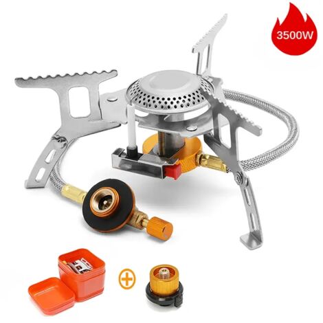 Réchaud de camping à trois brûleurs, coupe-vent, portable, pliable, ultraléger, à gaz, pliable, pour la randonnée. (1/5)