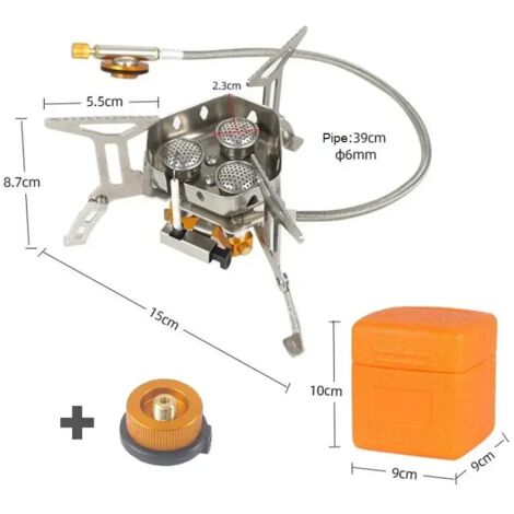 Nouveauté : Réchaud de camping portable à trois brûleurs, coupe-vent, pliable et portable. (1/4)