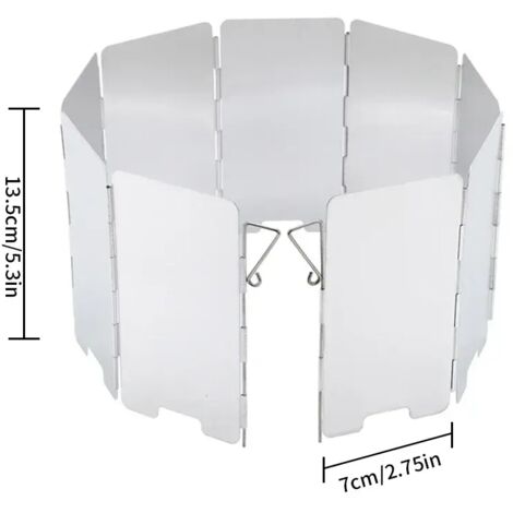 Pare-vent pliable en aluminium pour réchaud de camping à gaz, 10 plaques, avec brûleur intégré. Idéal pour les pique-niques et le camping. (1/5)