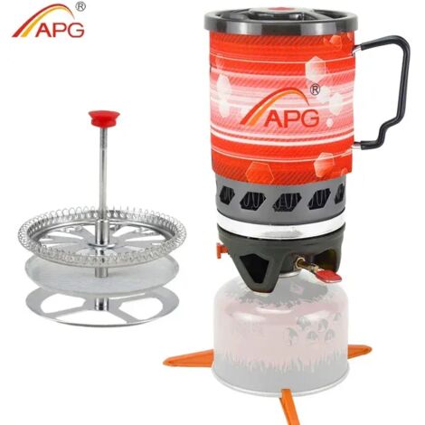 Réchaud à gaz propane, système de cuisson personnel, brûleurs portables d'extérieur, équipement de randonnée et de camping, échangeur de chaleur, casserole, réchauds de cuisson portables (1/2)