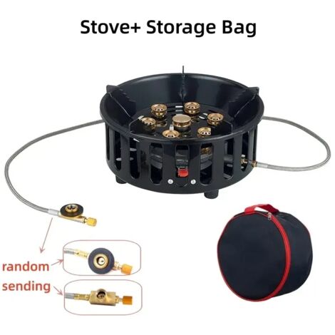 Réchaud de camping portable à gaz, puissant (19 800 W), coupe-vent, idéal pour la randonnée, le barbecue et la cuisine en plein air. (1/5)