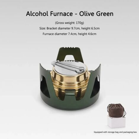 Réchaud à alcool de camping compact en métal, idéal pour la randonnée, la cuisine en pique-nique et les activités de plein air. Avec support, couvercle et sac de rangement. Réchaud de cuisine portable (1/5)