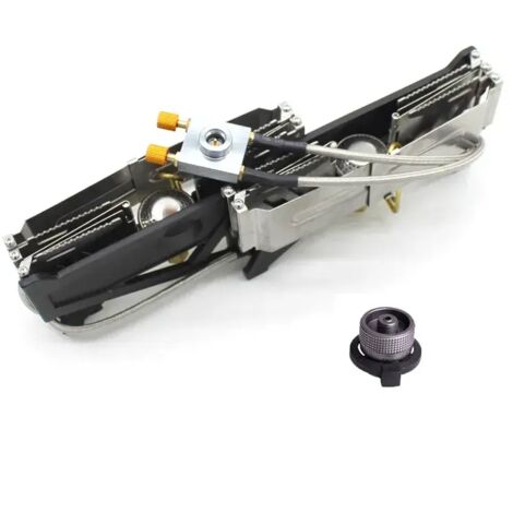 Réchaud de camping portable BRS BRS-32 à double brûleur pliable avec interrupteur individuel et vanne de commande. (1/5)