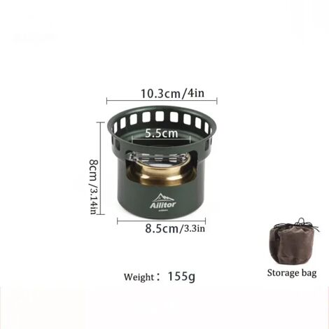 Mini réchaud à alcool de tourisme avec support, idéal pour la randonnée, le pique-nique, le camping et les activités de plein air. Fourneau de cuisson portable et coupe-vent. (1/5)