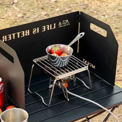 Pare-vent En Acier Inoxydable Pour Réchaud De Camping – 4 Plaques, 21x21x2,5 Cm, Pliable – Pour Butane, Gaz Naturel – Cuisine En Extérieur