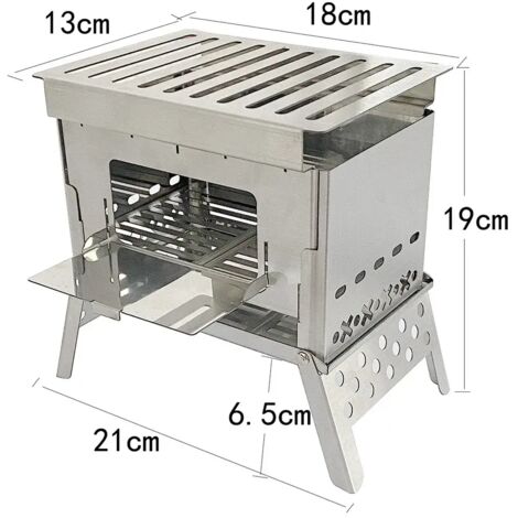 Réchaud de barbecue pliable et portable en acier inoxydable, multifonctionnel, idéal pour la pêche, la randonnée et la survie. (1/4)