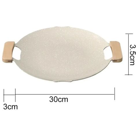 Poêle à pâtisserie ronde pour le camping, poêle à frire antiadhésive, plateau de barbecue avec pince alimentaire et poignée anti-brûlure, réchaud de camping portable (1/3)