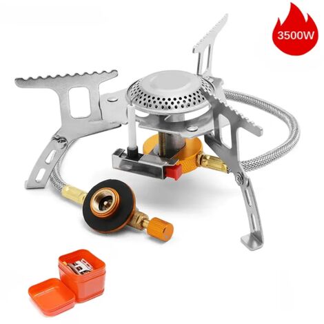 Réchaud de camping portable et coupe-vent, idéal pour les pique-niques et les campings. Brûleur de survie 5800W, grande puissance, pliable, pour la cuisson à gaz. (1/5)