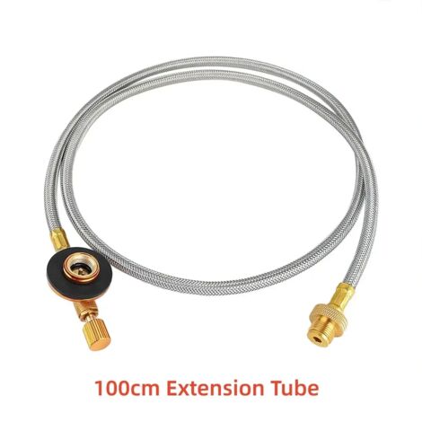 Rallonge de 100 cm pour réchaud de camping, tuyau d'extension pour bouteille de gaz, adaptateur de conversion pour vanne de gaz, accessoires pour réchauds de camping portables. (1/5)