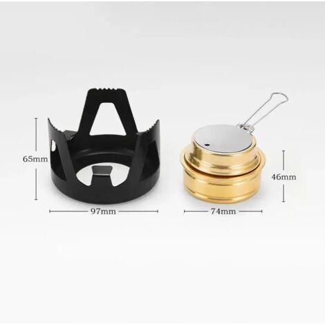 Réchaud à gaz de camping robuste et durable, puissance de feu réglable, mini réchaud à alcool portable, support en alliage d'aluminium, idéal pour les pique-niques en plein air. (1/5)