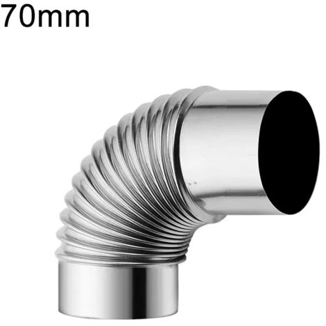 Coude de cheminée à 90° en acier inoxydable 60/70/80 mm, 1 pièce, compatible avec les poêles de camping et les réchauds portables. (1/3)