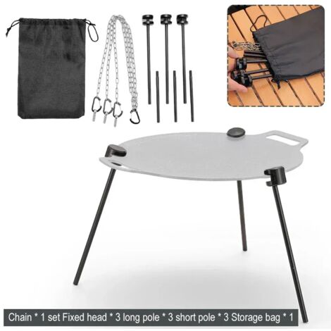 Kit de 10 grils détachables : trépied vertical pour barbecue, plateau de support triangulaire, trépied en alliage d'aluminium, gril de cuisson portable pour extérieur.
