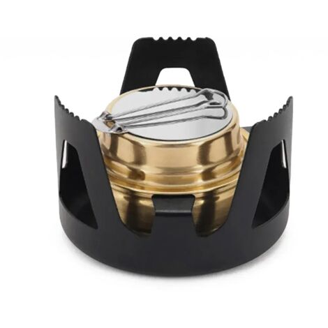 Réchaud à alcool miniature portable ultraléger en laiton pour le camping et les excursions en pleine nature. (1/5)