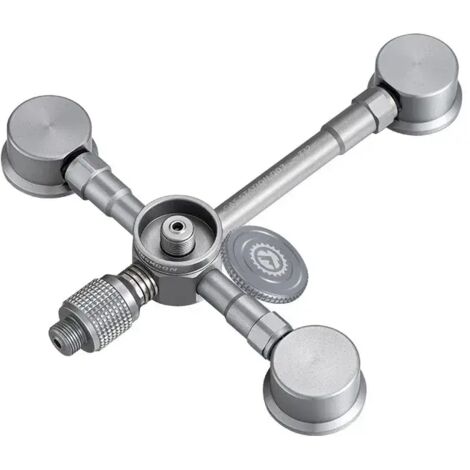 Station de gaz portable en alliage d'aluminium pour le camping, avec 3 entrées et 2 sorties, OD3, adaptateur de transfert et connecteur pour réchauds. (1/4)