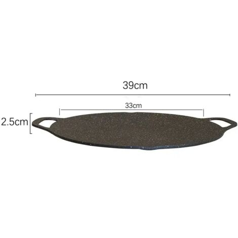 Poêle à pâtisserie ronde pour le camping, poêle à frire antiadhésive, plateau de barbecue avec pince alimentaire et poignée anti-brûlure, réchaud de camping portable (1/5)