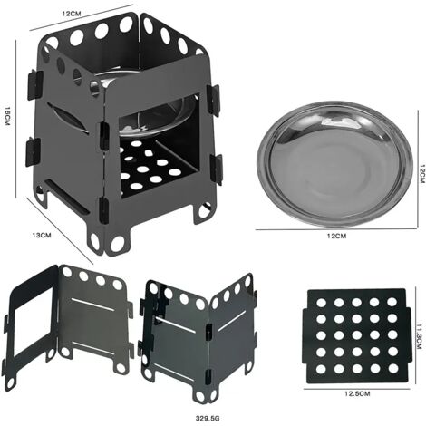 Réchaud à bois en titane pliable et portable, réchaud à alcool pour la randonnée, le camping et les pique-niques. (1/5)