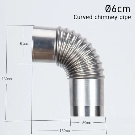 Coude de conduit de fumée à 90 degrés de 6 cm, coude de tubage de cheminée, coude de poêle de tente, tuyau de protection thermique, tuyau d'interrupteur, tuyau anti-étincelles, tuyau anti-brûlure, réc (1/5)
