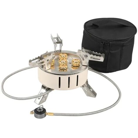 Réchaud à gaz pliable de camping 11 000 W, brûleur portable à 5 brûleurs, réchaud à gaz haute puissance idéal pour les voyages et les pique-niques, réchaud de cuisine portable (1/5)
