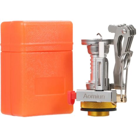 Réchaud à gaz de camping Aomiun Mini avec allumage piézo, réchaud de poche portable idéal pour les pique-niques, le camping et la randonnée. (1/5)