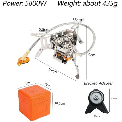 Réchaud à gaz TARKA 3 brûleurs pour camping touristique, four pliable de 5800 W pour randonnée, pique-nique et barbecue, équipement de cuisine portable. (1/5)