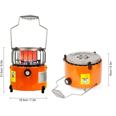 Réchaud de camping portable 2 en 1 de 2000 W avec gaz chauffant, idéal pour la cuisine, la pêche sur glace, le camping et la randonnée. (1/5)