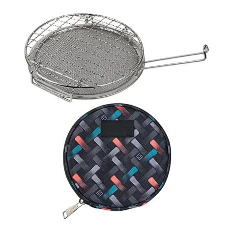 1 Mini rôtissoire universelle avec sac de rangement, résistante à la chaleur, idéale pour le camping, les barbecues, les grilles, les réchauds et les supports de casseroles portables. (1/4)