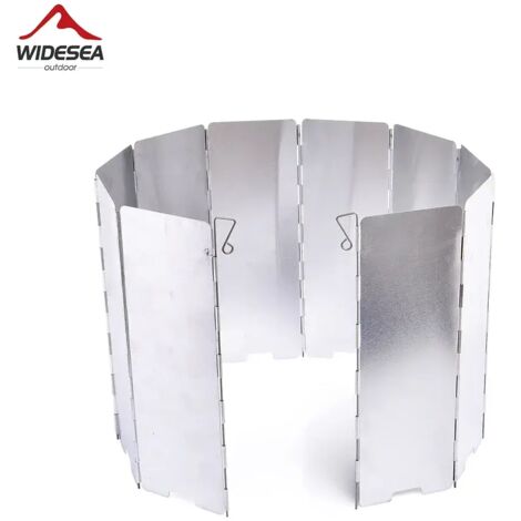 Pare-vent De Réchaud De Camping – 12 Plaques En Aluminium, Pliable, 39,3 X 9,5″, Avec Piquets Et Trous D’aération – Léger 300g, Pour Gaz, Alcool Ou Bois – Pique-nique Et Barbecue