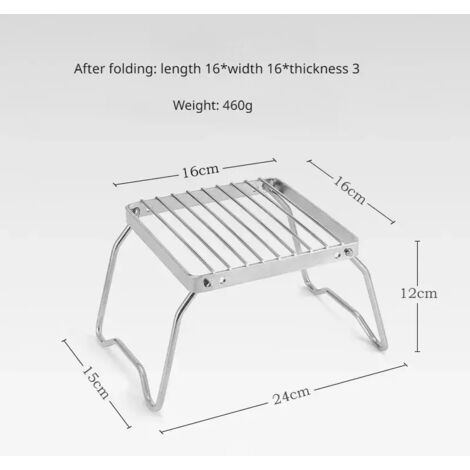 Support de barbecue pliable pour camping, grille de cuisson en acier inoxydable, table de camping, support pour réchaud à gaz ou à bois portable, fournitures de camping, réchauds de cuisine portables (1/5)