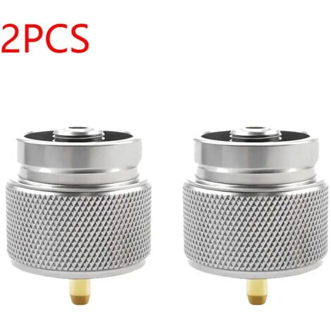 Adaptateur pour réservoir de gaz de réchaud de camping portable (lot de 2) - Convertisseur de gaz pour recharge de propane - Connecteur pour brûleur à gaz - Fournitures de camping (1/2)