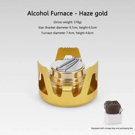 Réchaud à alcool de camping compact en métal, idéal pour la randonnée, la cuisine en pique-nique et les activités de plein air. Avec support, couvercle et sac de rangement. Réchaud de cuisine portable (1/5)