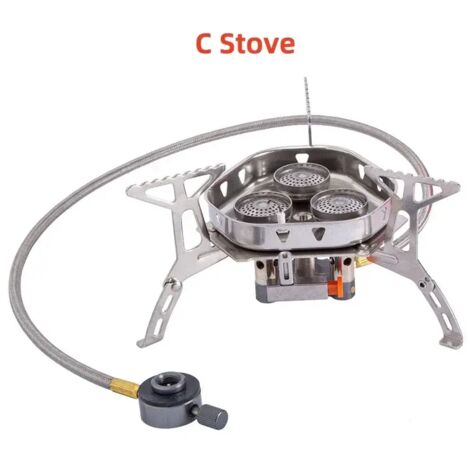 Réchaud de camping portable et pliable en acier inoxydable, coupe-vent et résistant aux intempéries. (1/5)