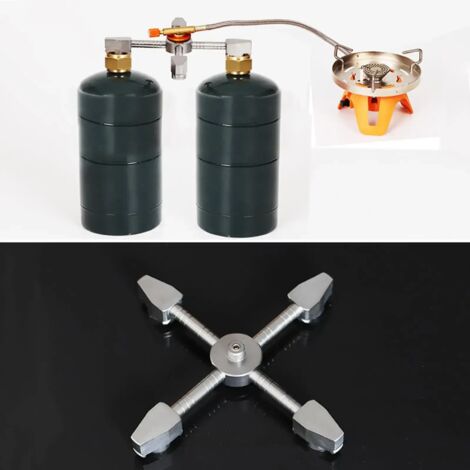 Adaptateur de connexion pour cartouche de gaz portable, connecteur de brûleur, convertisseur de réservoir, idéal pour la randonnée, le camping, les pique-niques, les barbecues et les réchauds de cuisi (1/4)