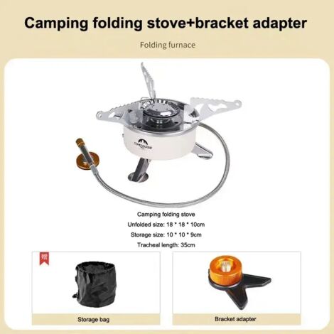 Réchaud à cassette portable à allumage électronique pour le camping et les pique-niques, idéal pour faire bouillir du thé, du café et de l'eau. Réchaud de barbecue pliable et portable. (1/5)